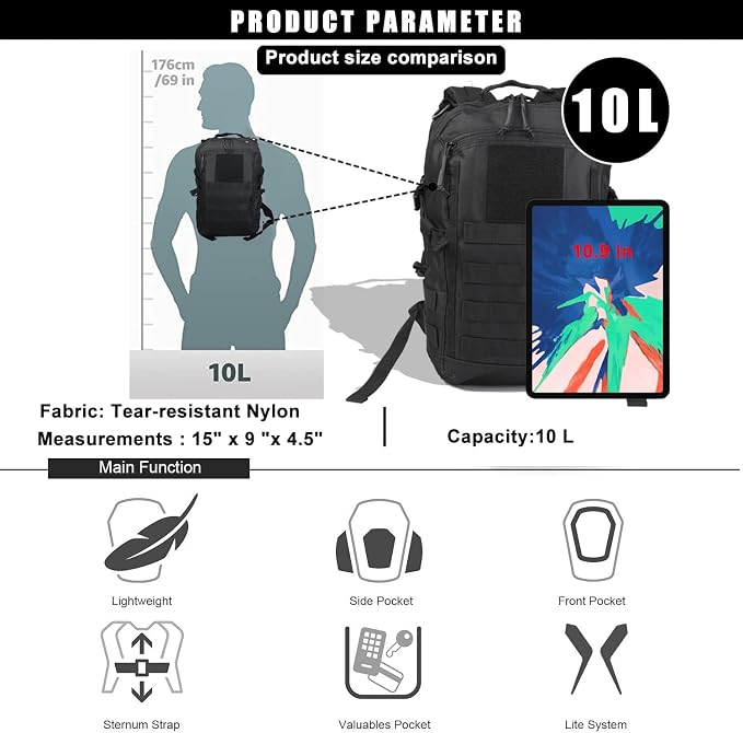 Miramrax 12L Small Backpack Day Pack - Image 6