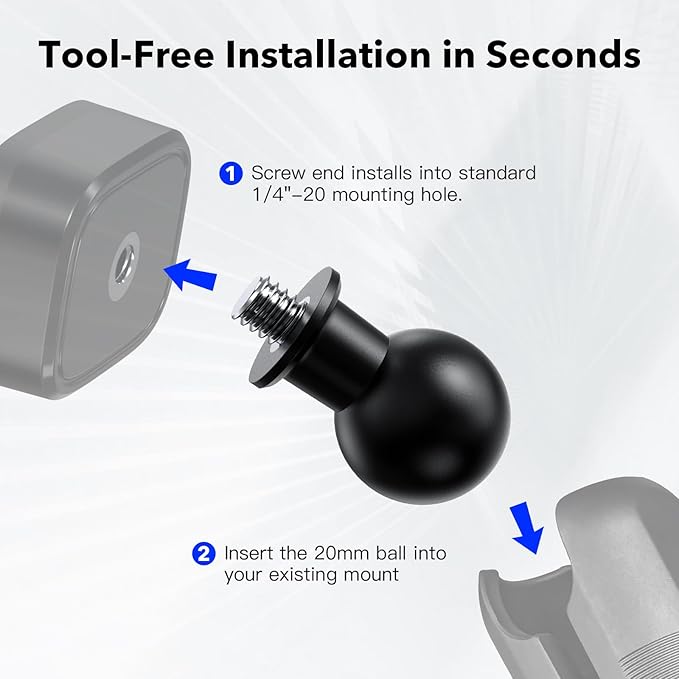 20mm Ball Mount to 1/4"-20 Thread Adapter – TPU Anti-Slip Base - Image 7