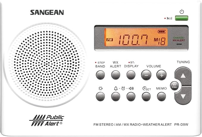 Sangean PR-D9W Portable AM/FM/NOAA Alert Radio - Image 2
