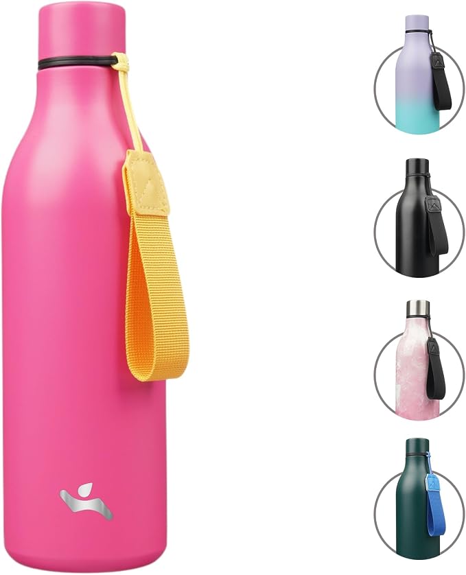 Insulated Water Bottle with Strap, 25 oz Double Wall Stainless Steel Vacuum by Konokyo