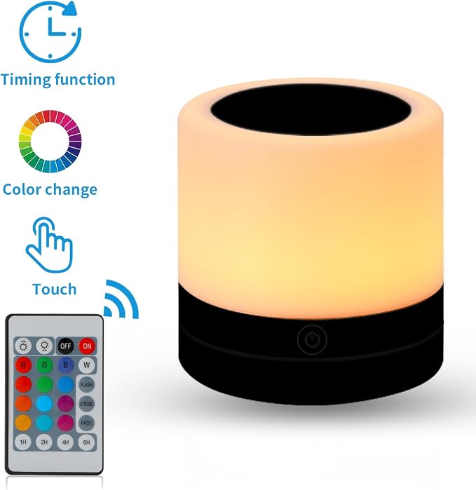Nursery Night Light for Kids, USB Rechargeable Small Desk Lamp, 13 RGB Colors & - Image 3