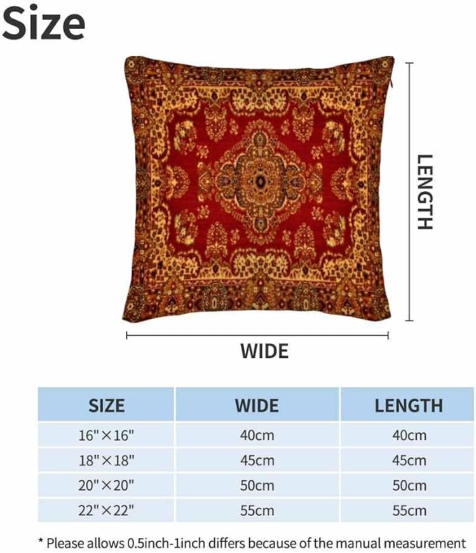 Red Oriental Persias Couch Pillow Covers 18 X 18 Boho Set of 2 Pillowcases - Image 6