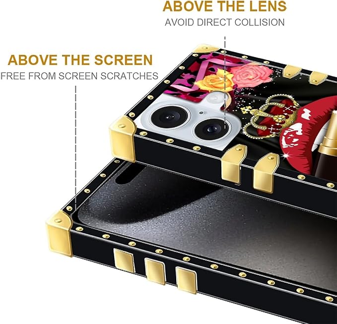 Compatible with iPhone 16 Plus Case, Queen Lip Crown Leopard Print Luxury - Image 6