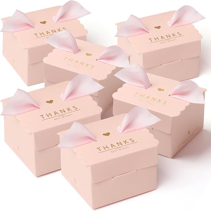 CHolic 50Pcs Party Favor Candy Box, Thank You Pink Gift Candy Box by CHolic