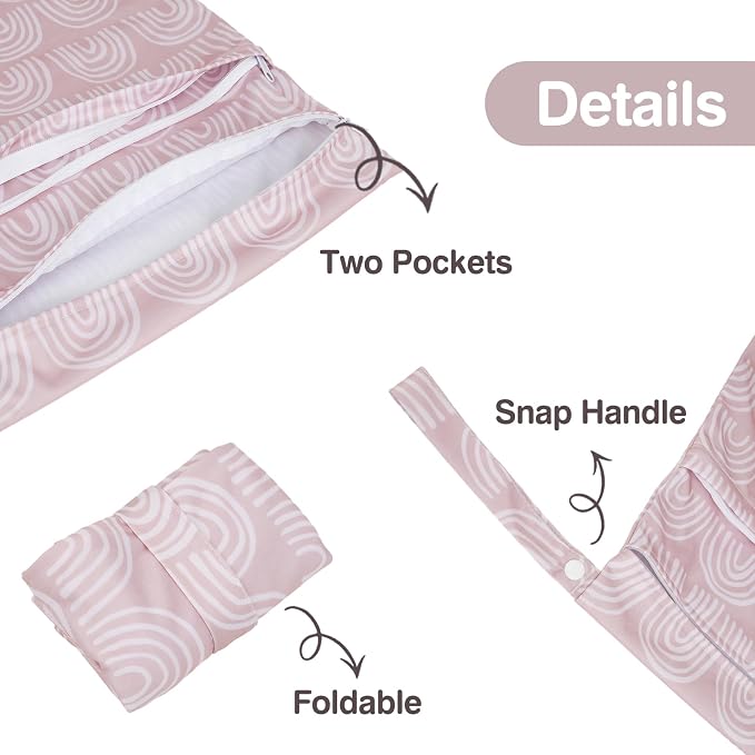 2pcs Cloth Diaper Wet Dry Bags Waterproof Reusable - Image 2