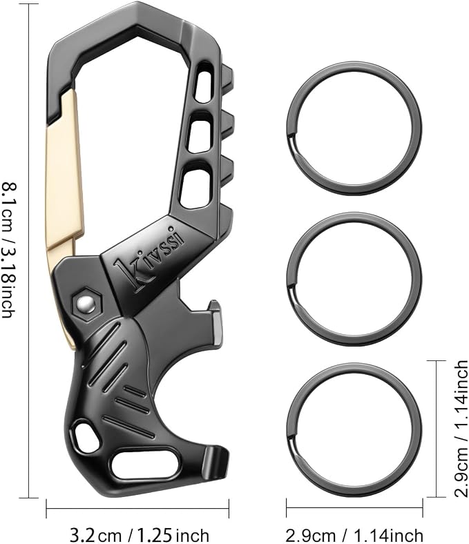 Kivssi Heavy duty metal keychains, Carabiner clip Car key chains, Fashion - Image 2