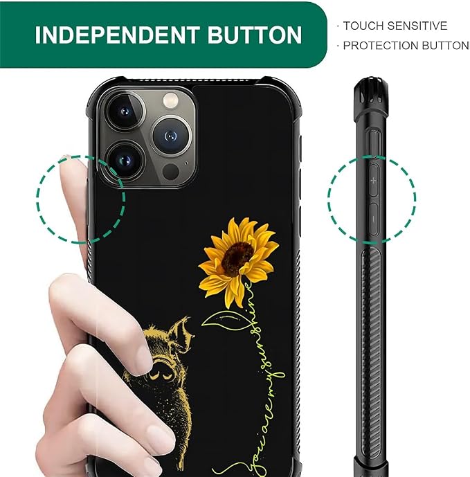 for iPhone 16 Pro Max Case, Pig Sunflower Yellow Sunshine Pattern Graphic - Image 4