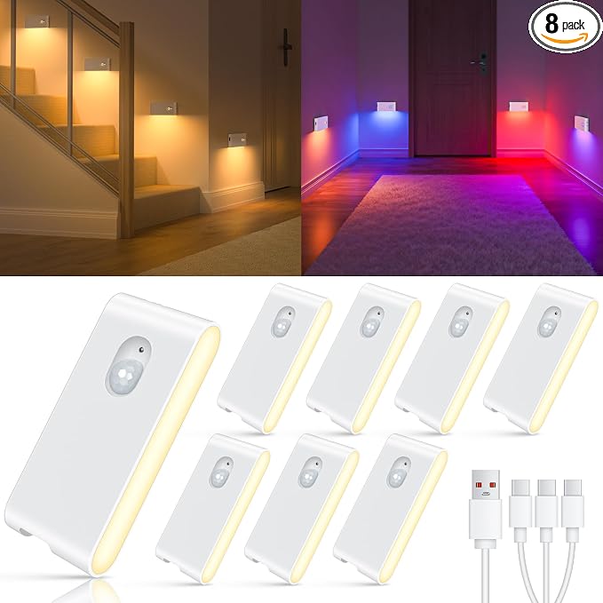 WILLED Motion Sensor Lights Indoor, RGB & Warm White Motion Sensor Night Light by WILLED