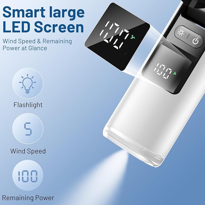 Lerat Portable Handheld Turbo Fan, 5 High-Speed Wind, Battery Operated - Image 5