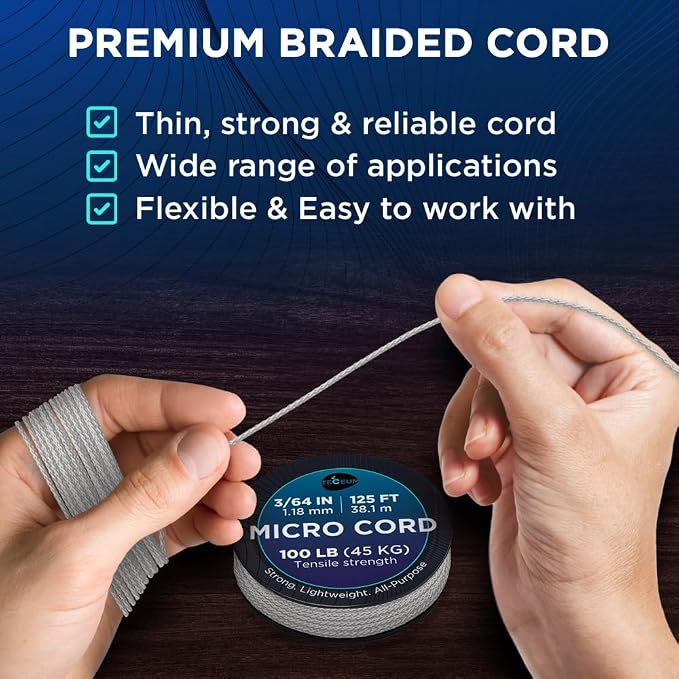 TECEUM Micro Paracord – 1.18 mm X 125 ft – Micro Utility Cord – Thin Braided - Image 3