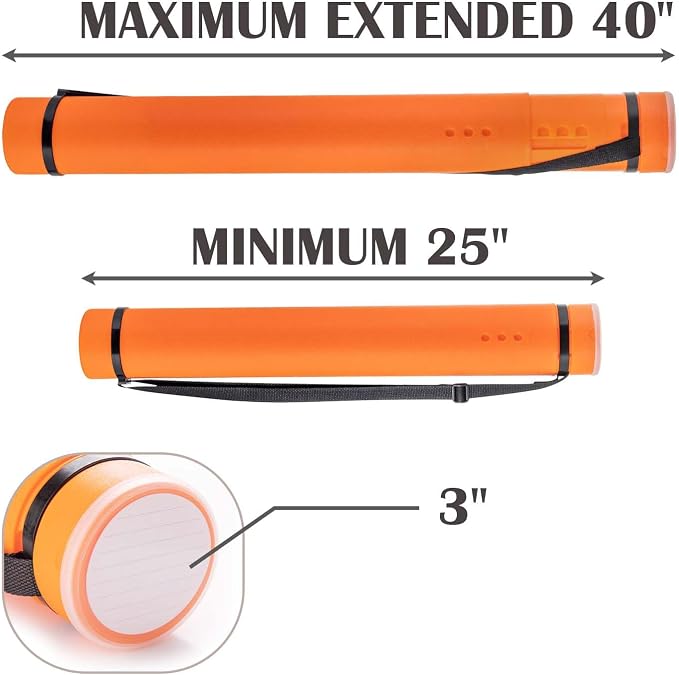JJRING Orange Poster Tube, Poster Carrying Case - Image 2