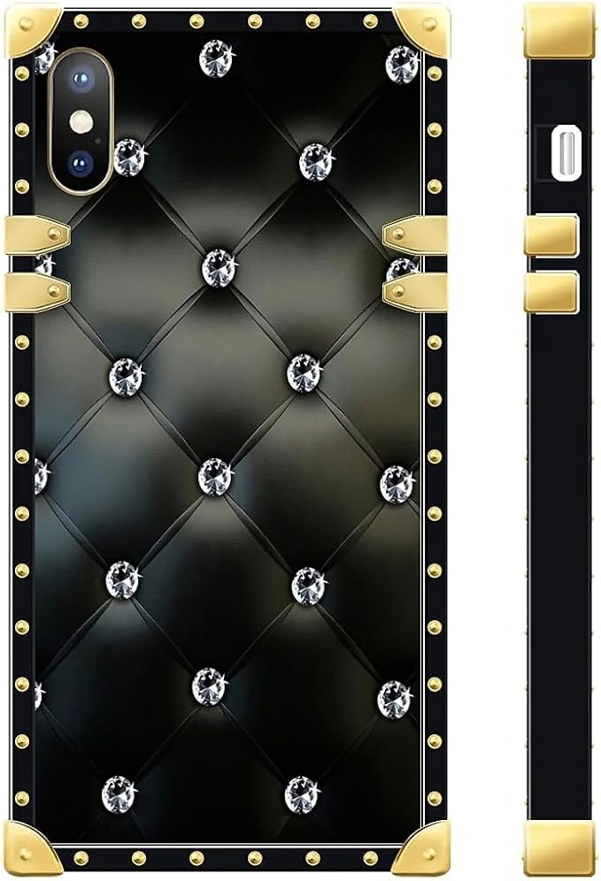 Compatible with iPhone Xs Max Case, Shiny Black Sofa Crystal Luxury Golden - Image 3