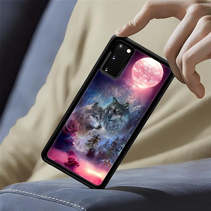 for Samsung Galaxy S20 Case, Star Two Wolfs Howling Pattern Graphic Design Girl - Image 6