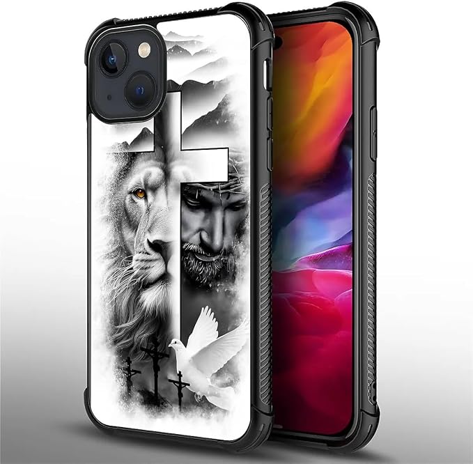 for iPhone 15 Plus Case, Lion Cross Jesus Christ Dove Pattern Made of Soft - Image 7