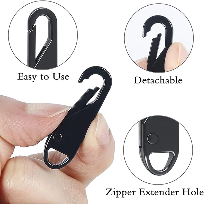 OXT 8 PCS Black Upgraded Zipper Pull, Premium Zipper Pull Replacement, Zipper - Image 3