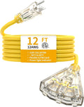12FT 12 Gauge Heavy Duty Outdoor Extension Cord Waterproof by primoWire