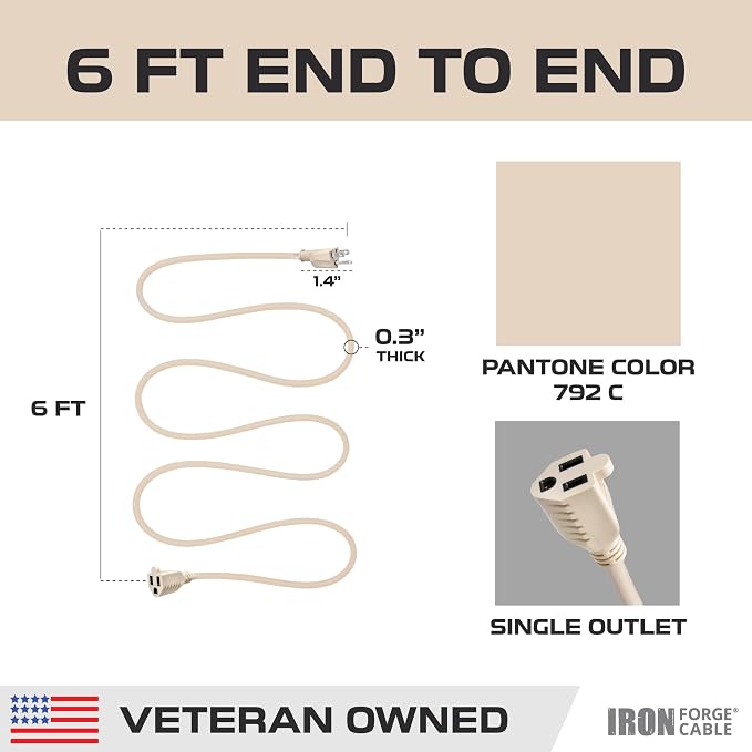 Iron Forge Cable Weatherproof 6 Ft Outdoor Extension Cord - Image 7