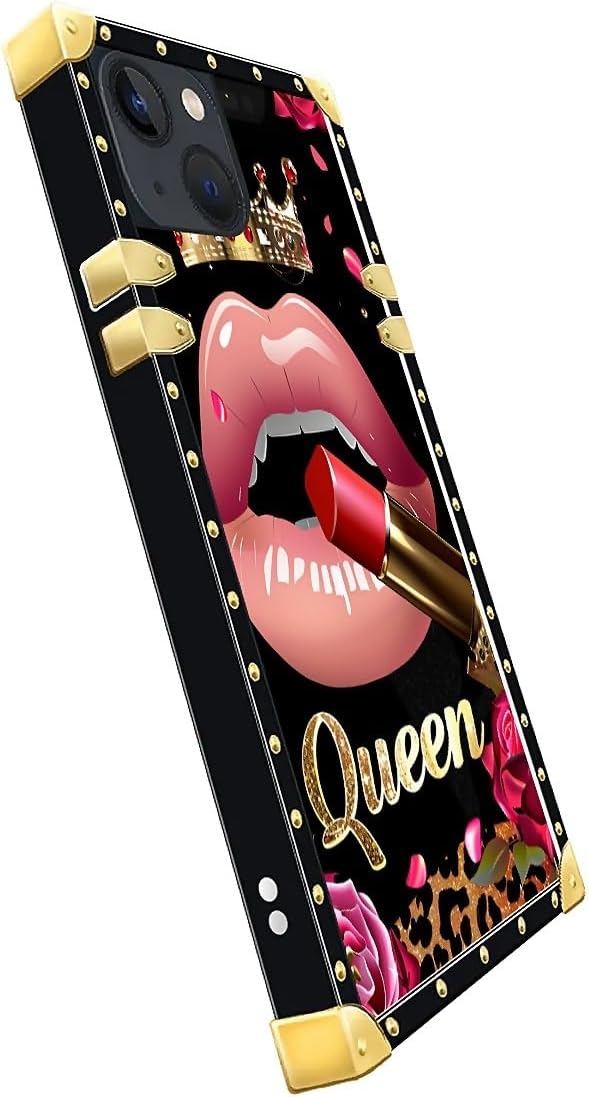 Compatible with iPhone 15 Case, Glitter Red Rose Queen Leopard Lipstick Luxury - Image 4