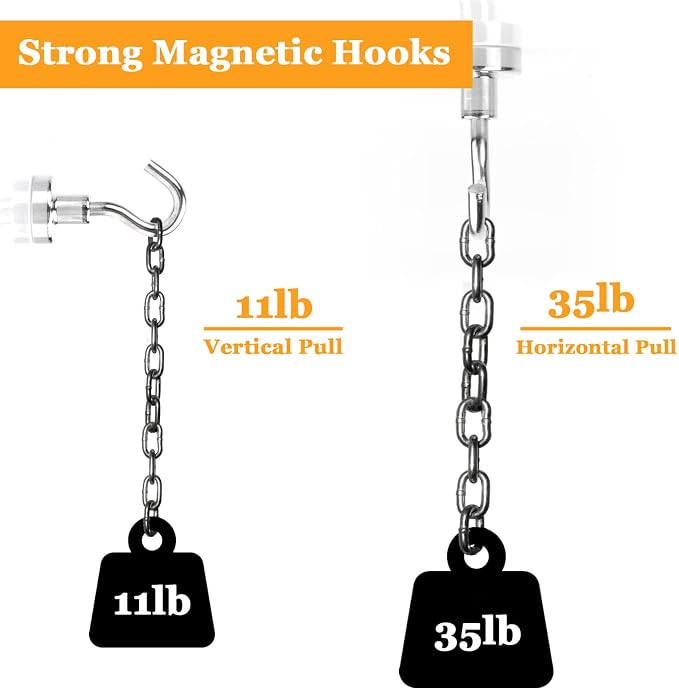 20Pack Magnetic Hooks, 35lb+ Strong Magnetic Hooks Heavy Duty Rare Earth - Image 9