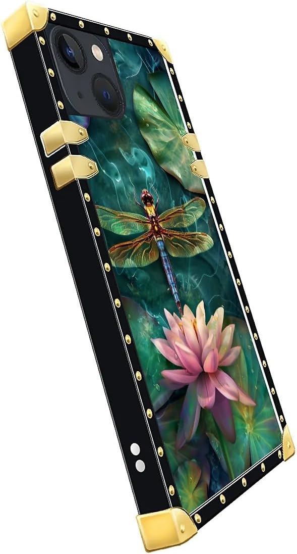 Compatible with iPhone 15 Case, Colourful Dragonfly Pink Lily Pads Luxury - Image 4