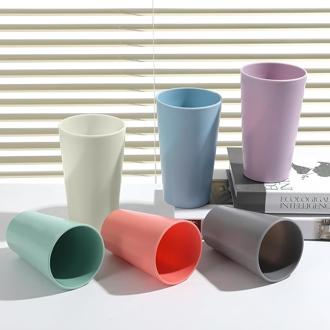 24 Pcs Unbreakable Plastic Cups Set, 20 oz Reusable Plastic Cups, Stackable - Image 5