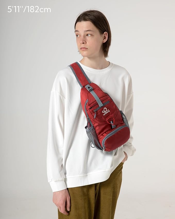 WATERFLY Packable Small Crossbody Sling Backpack Shoulder Chest Bag Daypack - Image 2