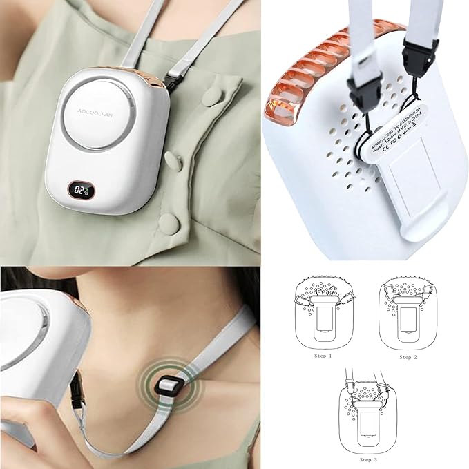 AOCOOLFAN Portable Neck Fan, Mini Small Personal Handheld Fan USB Rechargeable - Image 6