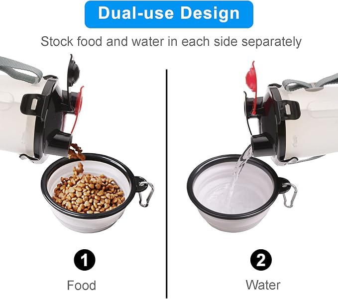 Dog Travel Water Bottle Collapsible Bowls, 2 in 1 Pet Food Container - Image 3