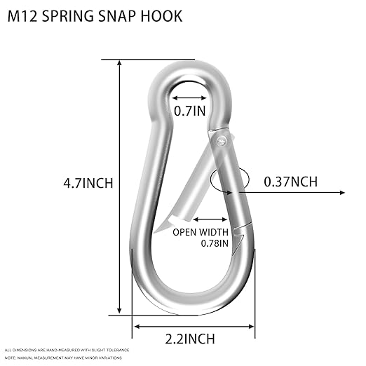 Carabiner, Heavy Duty Galvanized Steel Spring Snap Hook Carabiner Clips - Image 2
