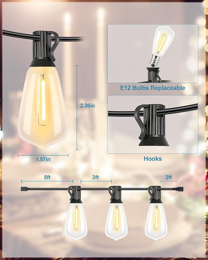 Lightdot 350FT Outdoor String Lights, LED Bistro String Lights - Image 3