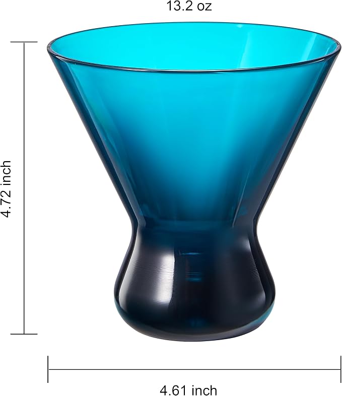 13-Ounce Colorful Pastel Plastic Stemless Martini Glasses, Champagne & Cocktail - Image 8