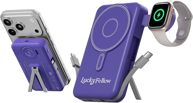 Magnetic Portable Charger Built-in Cables, 10000mAh Fast Charging Wireless by Unknown