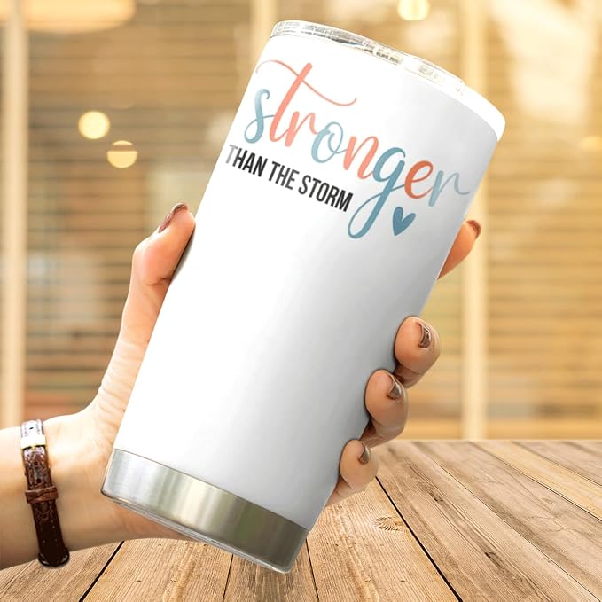 CUBICER Stronger Than The Storm Inspirational Quote 20 Oz Stainless Steel - Image 4