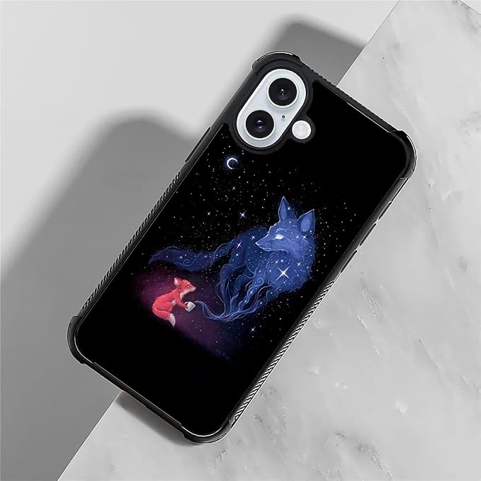 for iPhone 16 Case, Galaxy Fox Wolf Pattern Graphic Design Girl Boy Soft - Image 5
