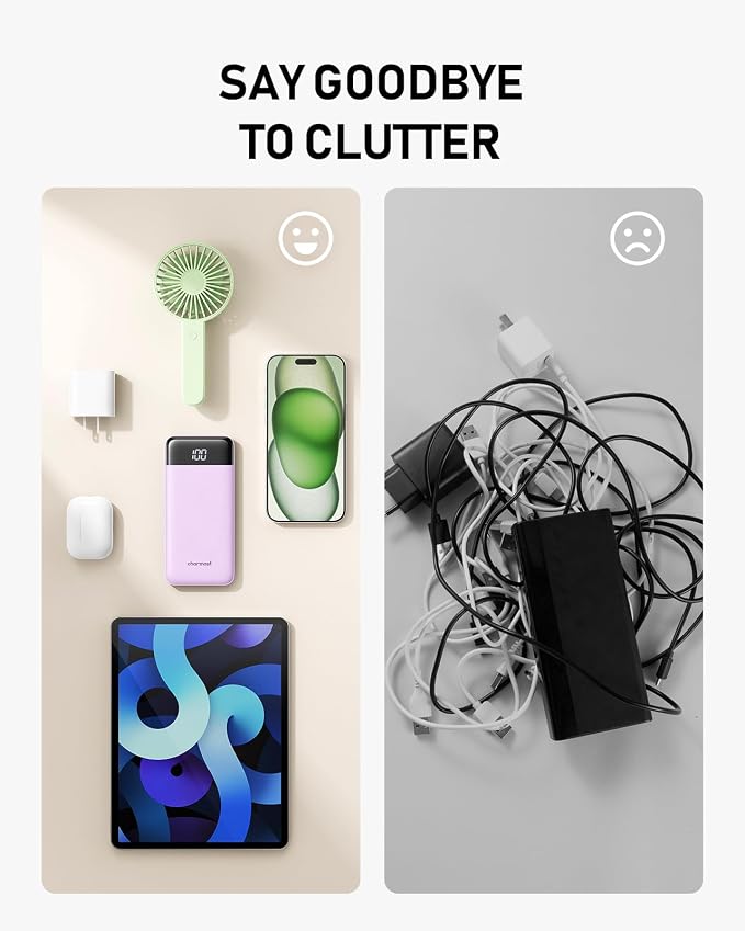 charmast Portable Charger with Built in Cables, 10000mAh Slim Power Bank - Image 3