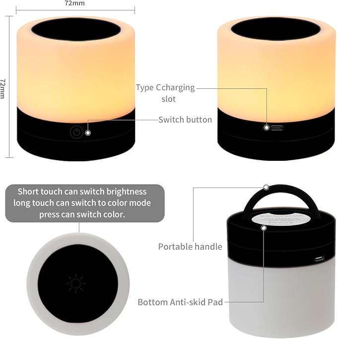 Nursery Night Light for Kids, USB Rechargeable Small Desk Lamp, 13 RGB Colors & - Image 2