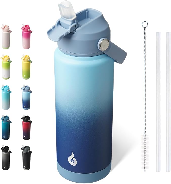 BJPKPK Water Bottle with Straw Lid, 24oz Vacuum Insulated Water Bottles by BJPKPK