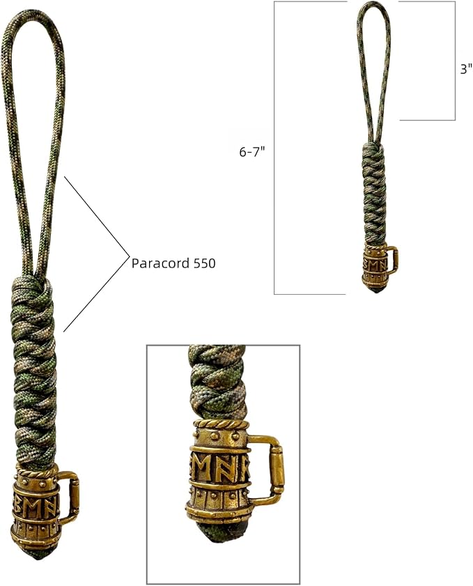 Handmade Lanyards with Brass Beads – Paracord 550 Survival Gear Leash - Image 4