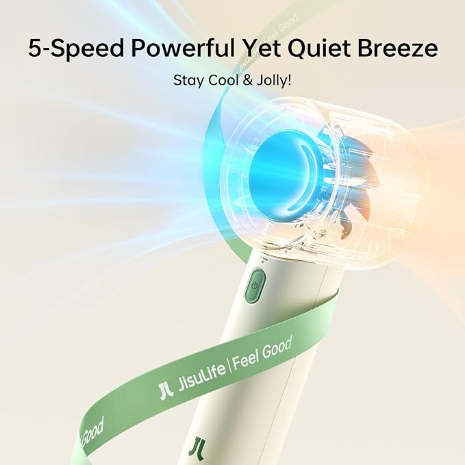 JISULIFE Handheld Turbo Fan, 4000mAh Rechargeable Portable Fan - Image 7