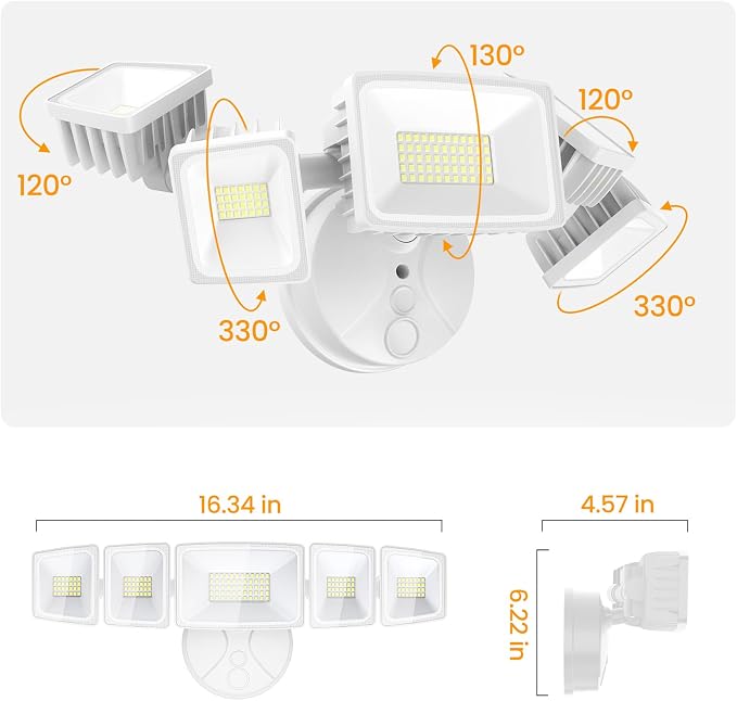 Onforu 150W LED Flood Lights Outdoor, 15000LM Brightness Security Light Switch - Image 8