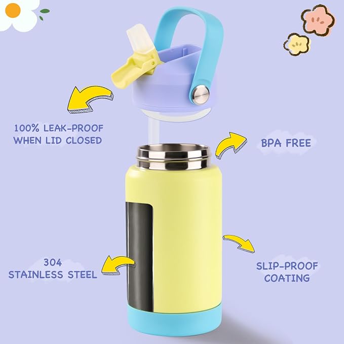Kerilyn 12oz Kids Water Bottle, Stainless Steel Insulated Water Bottle - Image 2