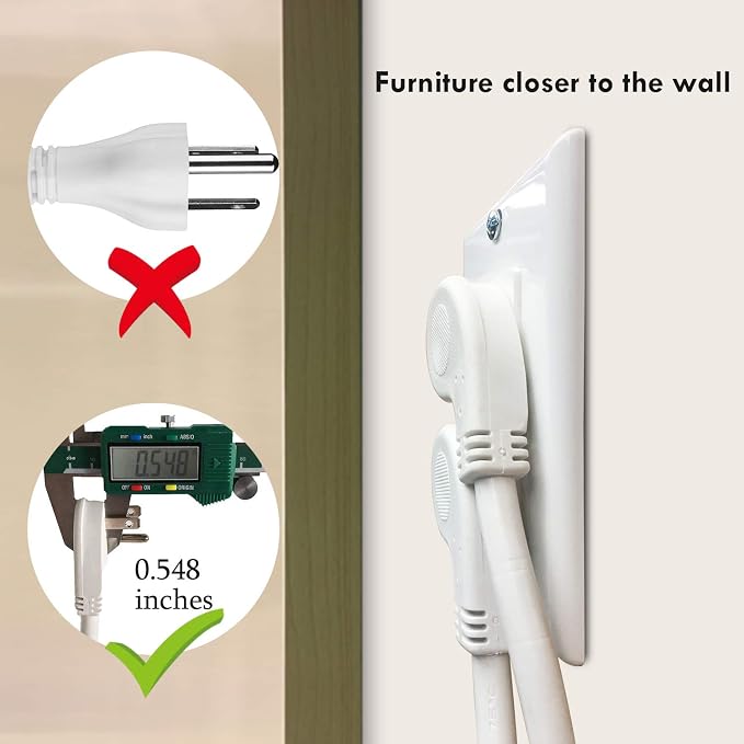 FIRMERST 1875W Flat Plug Extension Cord 10 Feet 14 AWG 15A White - Image 2