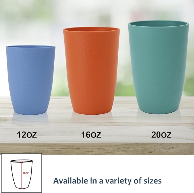 Homienly Wheat Straw Cups Set Unbreakable Drinking Glasses & Reusable Plastic - Image 4