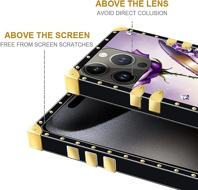 Compatible with iPhone 16 Pro Max Case, High Heeled Purple Diamond Rose Luxury - Image 6
