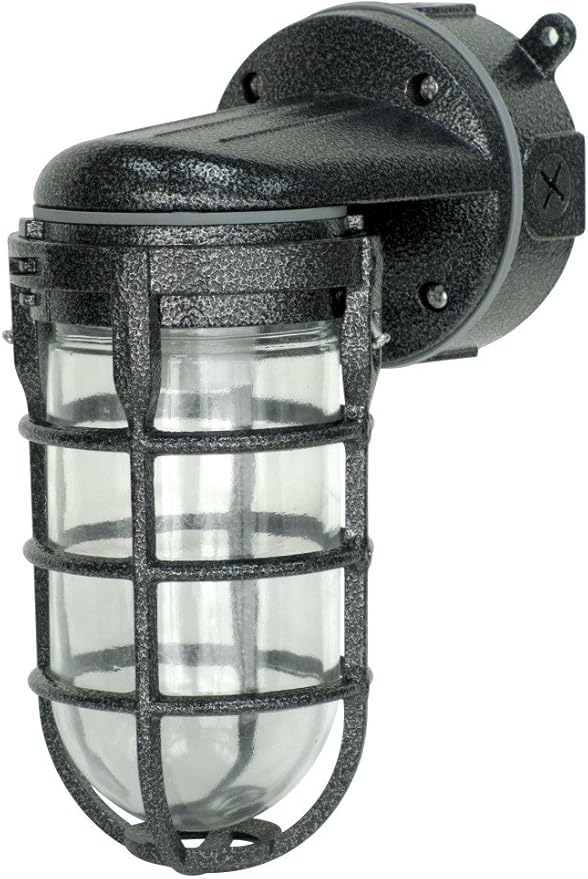 Woods L1707SVBLK Wall Mount Light in Hammered Black Finish Sturdy Die Cast by Woods