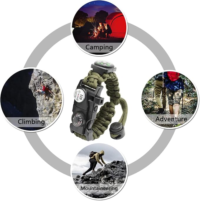 20 in 1 Survival Paracord Bracelet Adjustable Gear Kit - Image 7