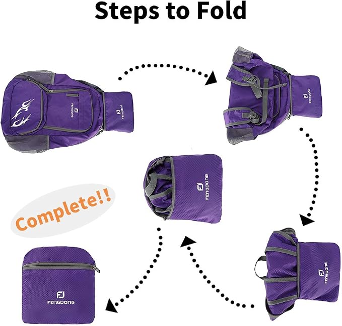 FENGDONG 35L Lightweight Foldable Waterproof Packable Travel Small Hiking - Image 3