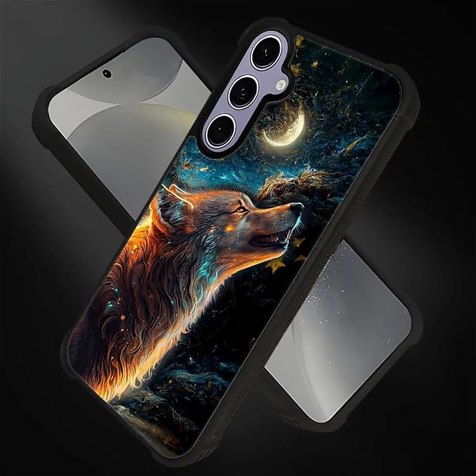 for Samsung Galaxy S24 S25 Case, Star Cave Hungry Wolf Pattern Graphic Design - Image 3
