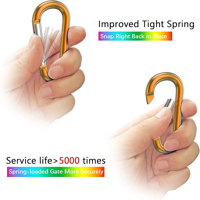 sprookber 3" Aluminum Carabiner D Ring, Caribeener Clips, Spring Snap Hook - Image 3