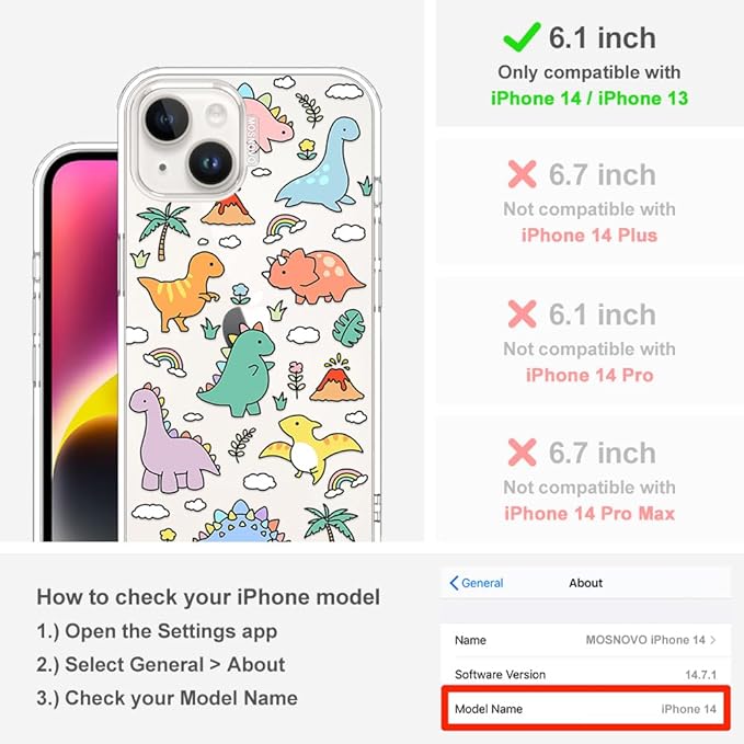 MOSNOVO for iPhone 13/14 Case | Military Grade 6.6ft Drop Tested | Clear - Image 2